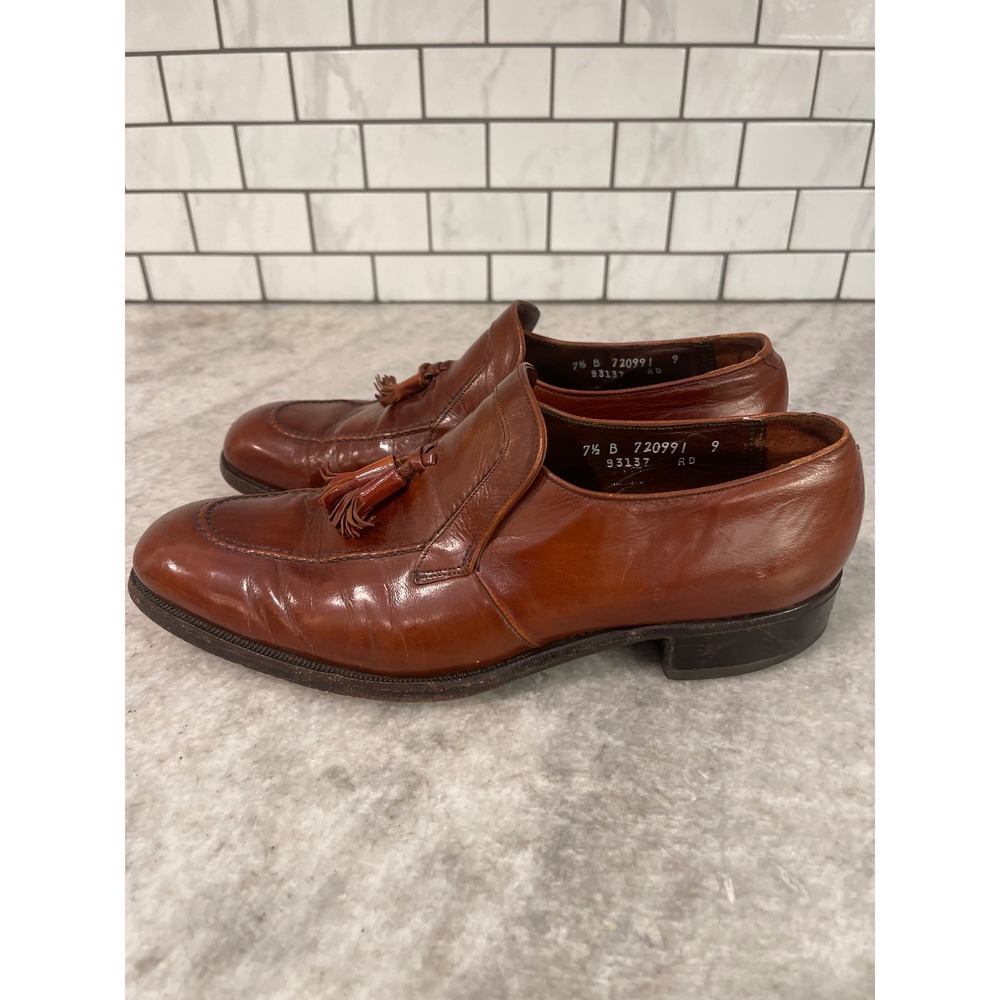 Florsheim Loafers Mens 7.5 B Brown Imperial Tassel Moc Toe Dress Shoes 93137 AD